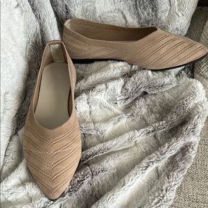 SHEIN Tan Flats with Pleated Texture
